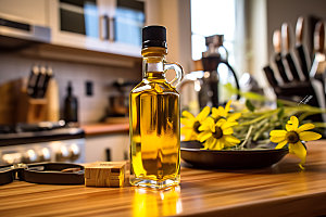 食用油橄榄油油瓶摄影图