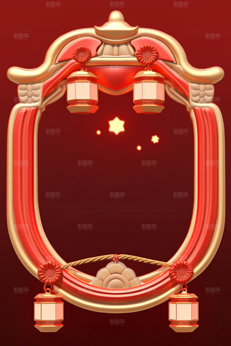 新春边框弹窗中国年UI元素