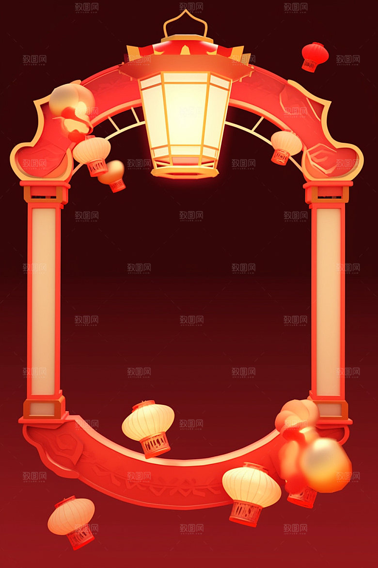 新春边框弹窗中国年UI元素