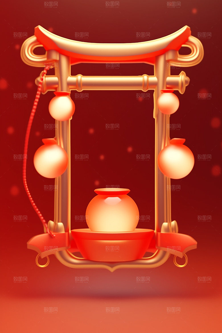 新春边框红色新年UI元素