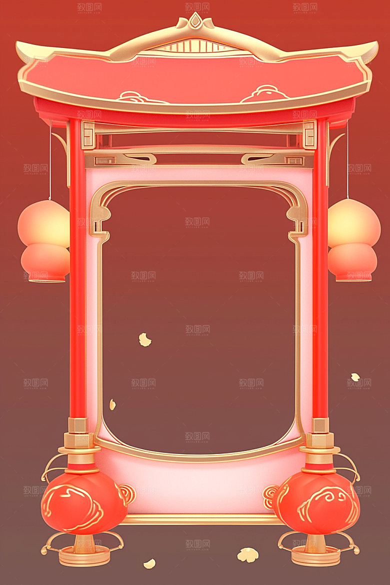 新春边框弹窗促销UI元素