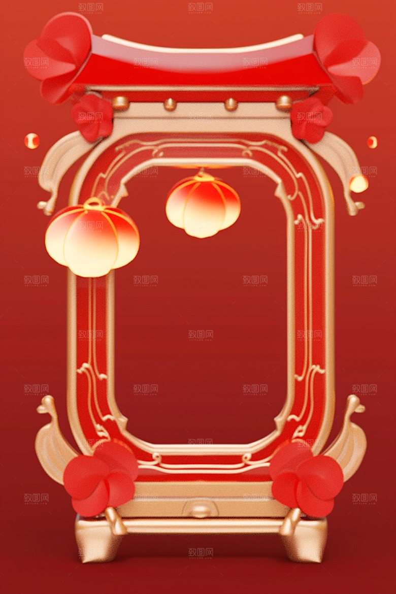 新春边框中国年弹窗UI元素