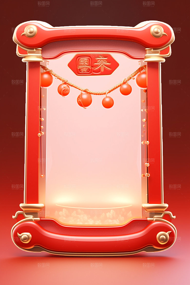 新春边框红色福利UI元素