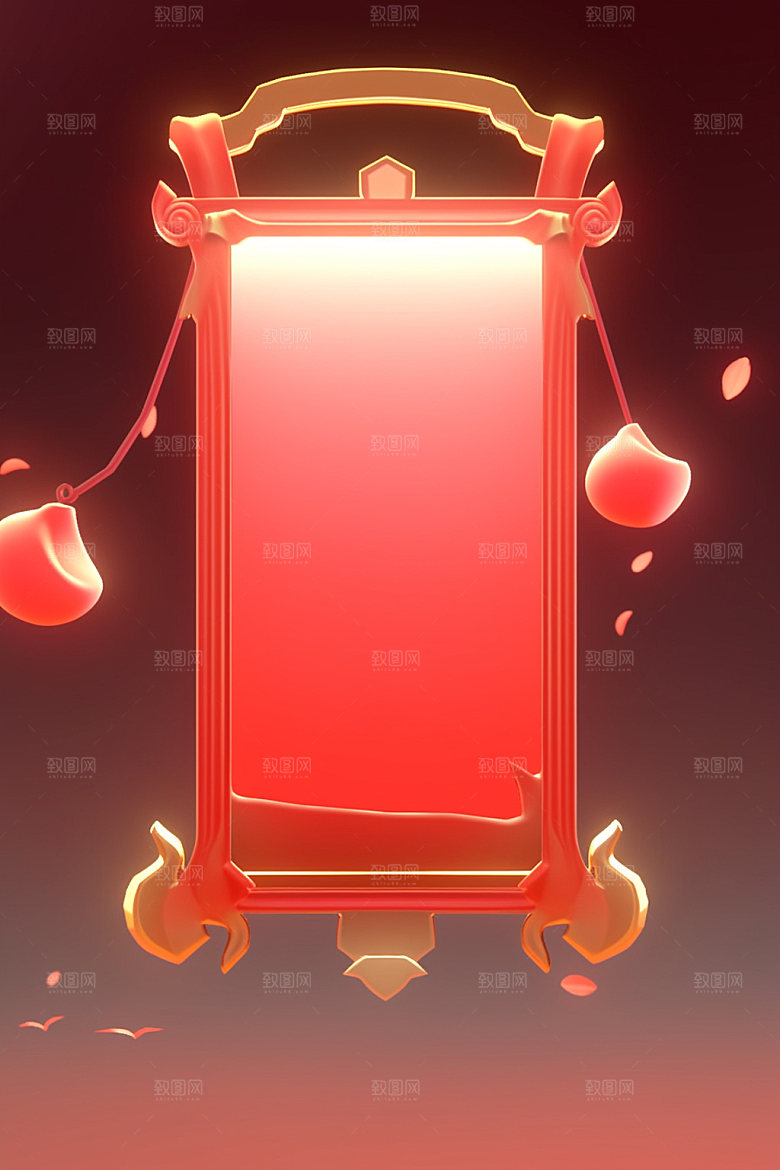 新春边框红色弹窗UI元素