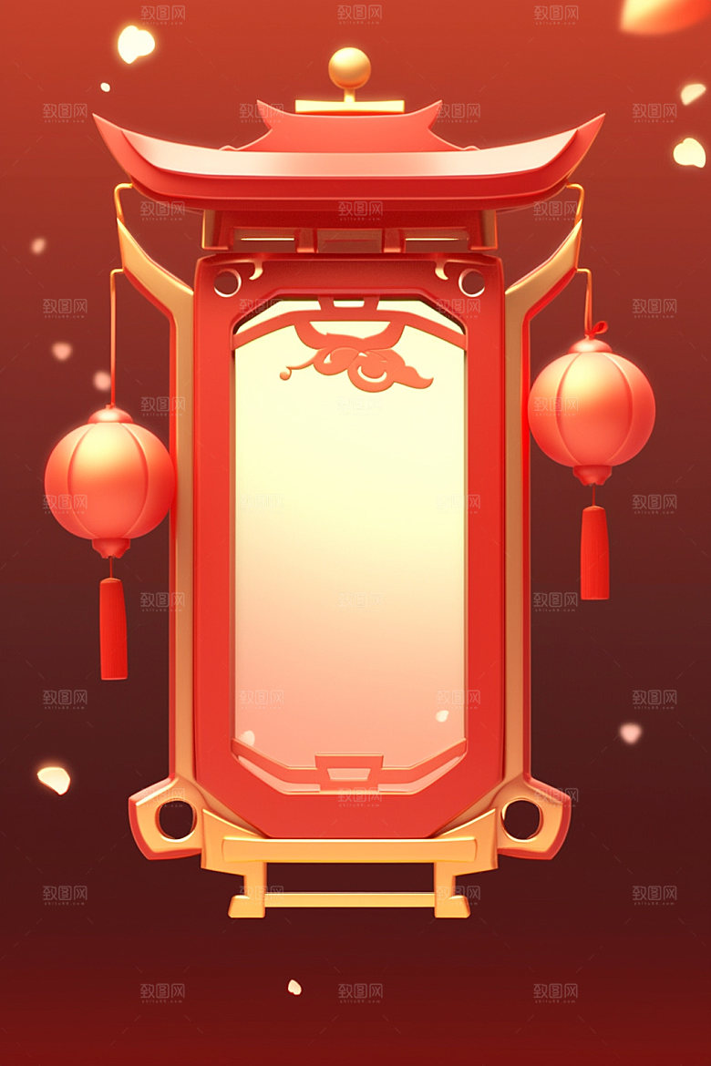 新春边框中国年弹窗UI元素