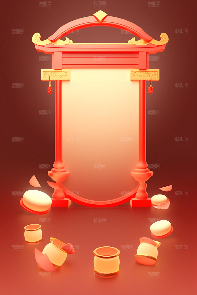 新春边框春节促销UI元素
