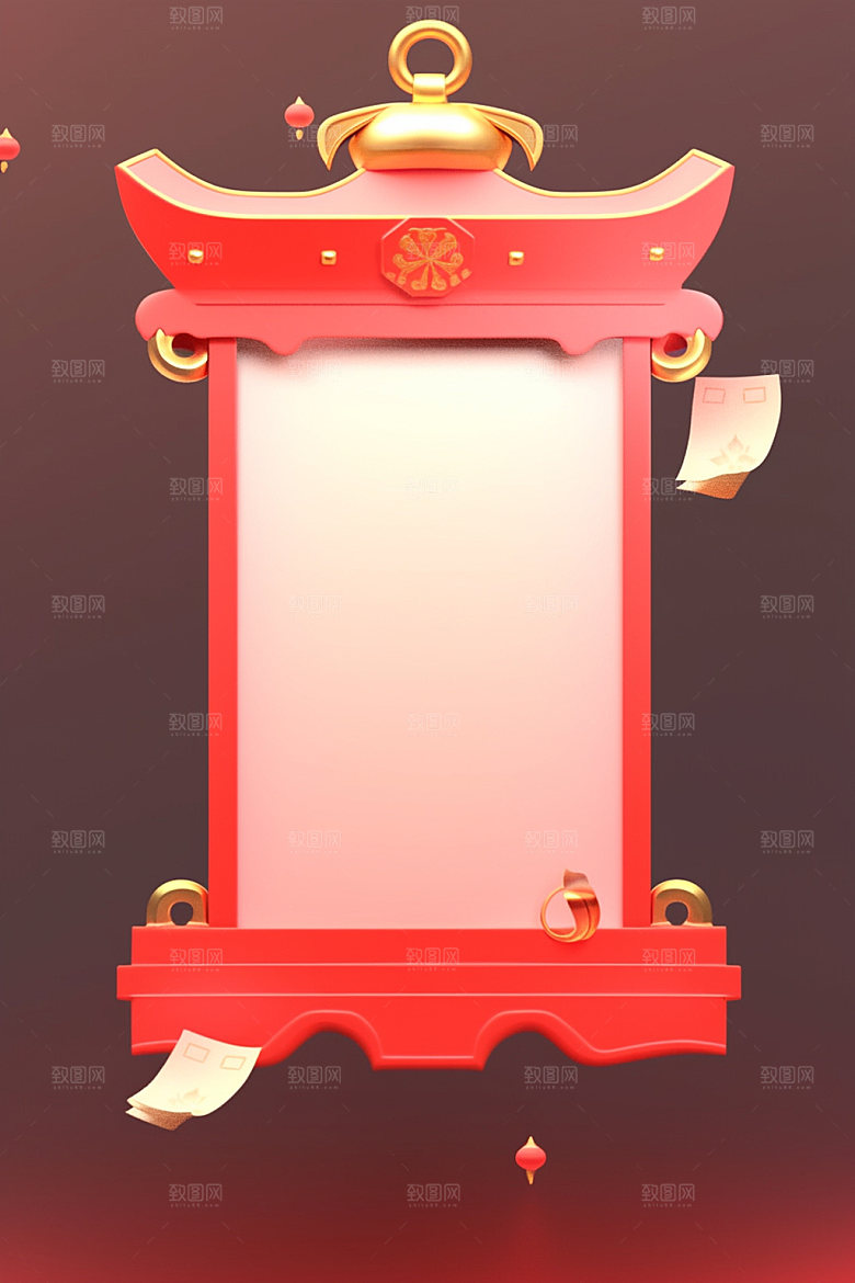 新春边框喜庆红色UI元素