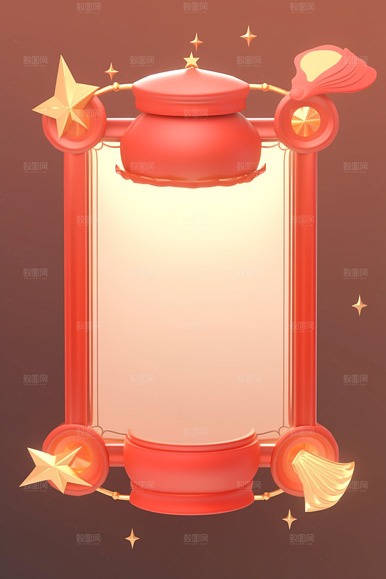 新春边框弹窗红色UI元素