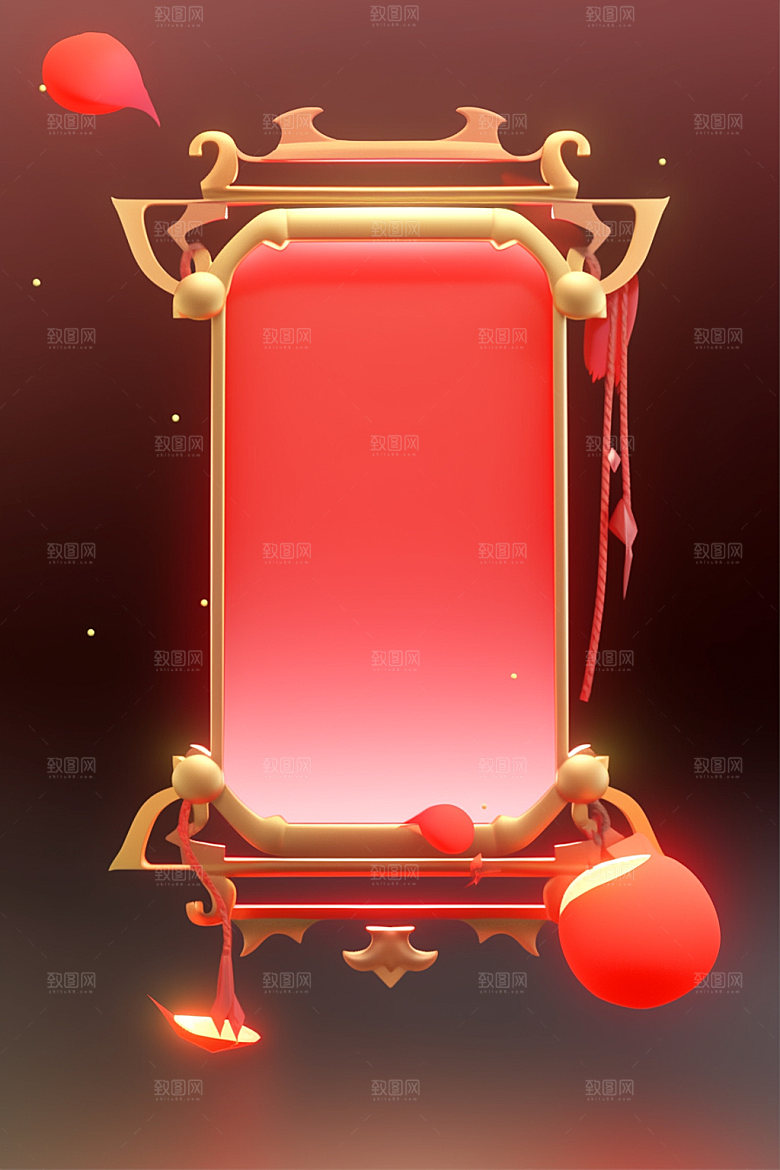 新春边框春节红色UI元素