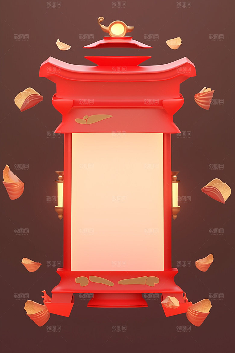 新春边框新年红色UI元素