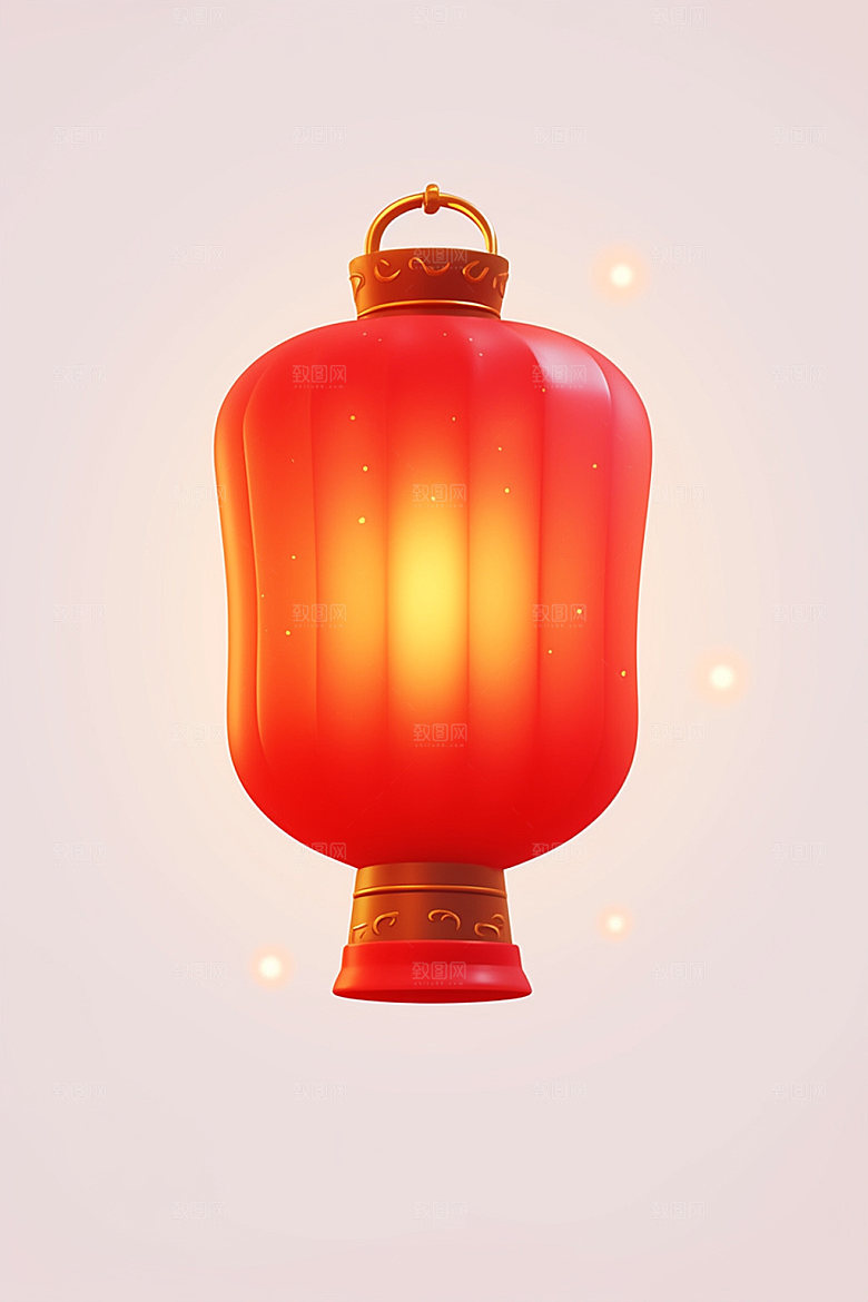 红色灯笼新年立体UI元素
