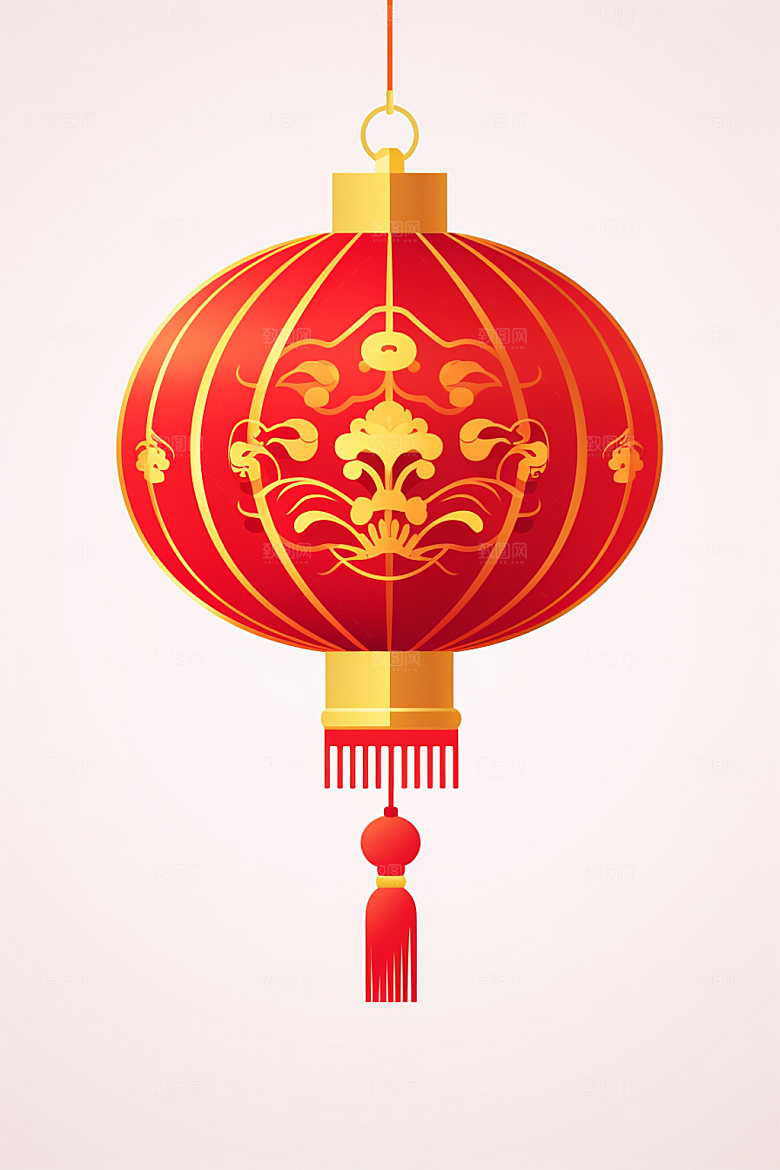 红色灯笼中国年红色UI元素