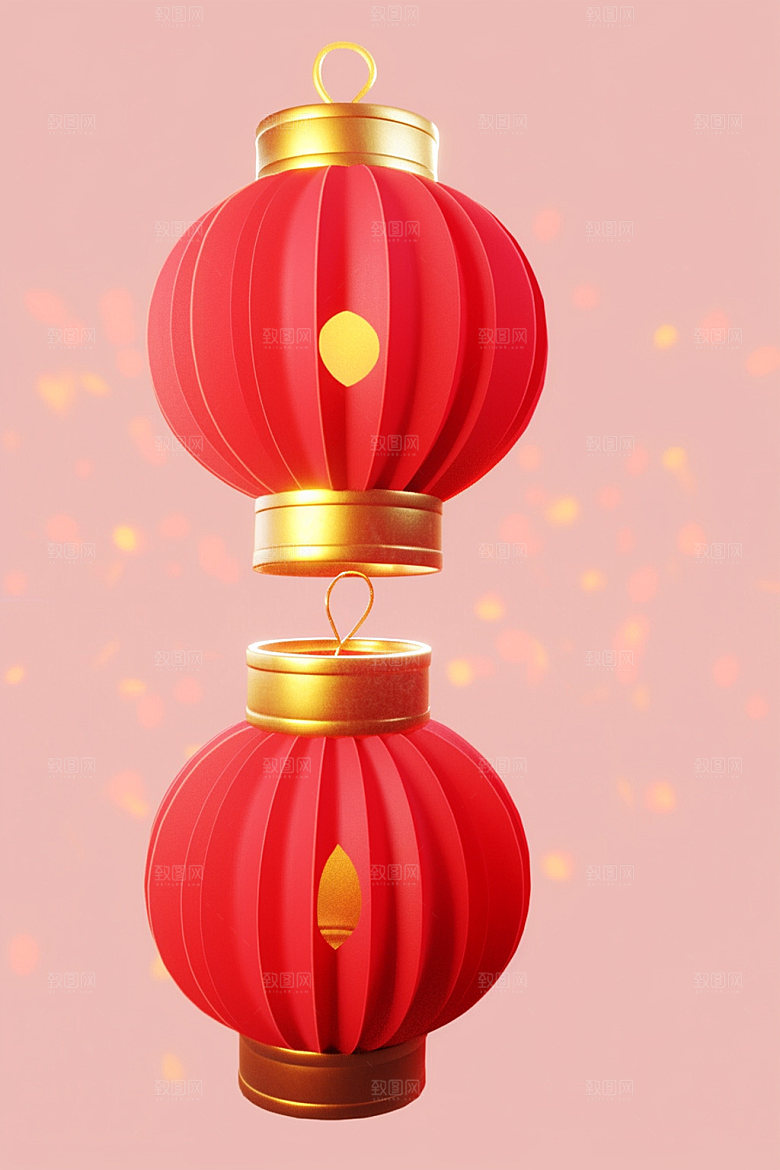红色灯笼弹窗图标UI元素