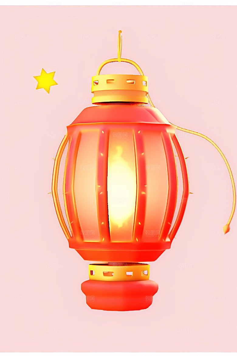 红色灯笼立体春节UI元素