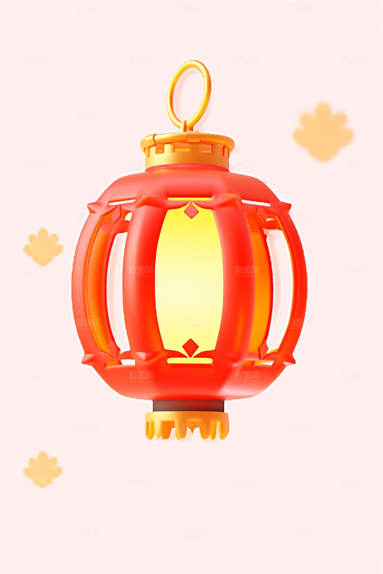 红色灯笼立体图标UI元素