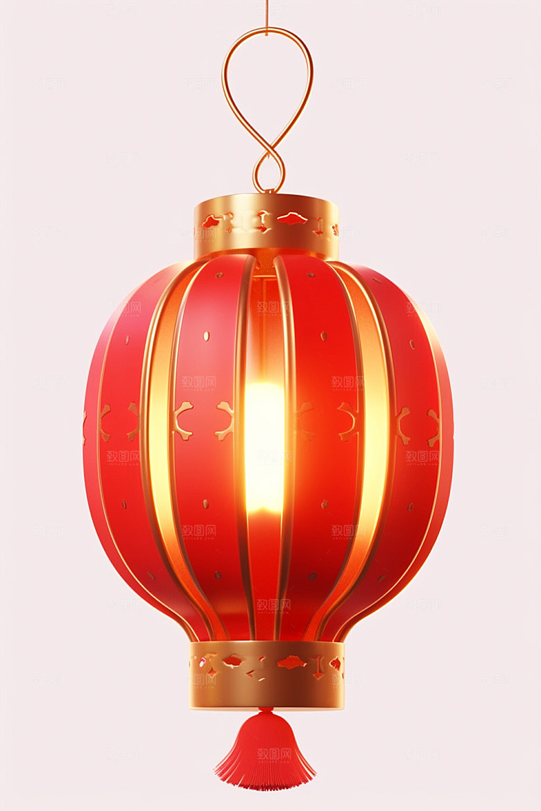 红色灯笼新年立体UI元素