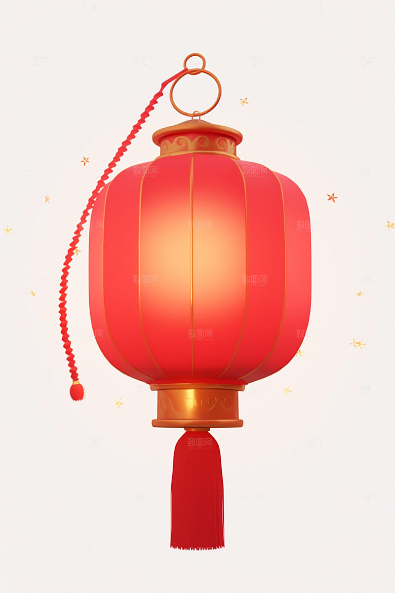 红色灯笼喜庆立体UI元素