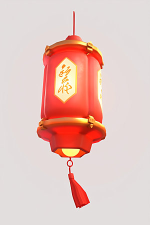 红色灯笼春节3DUI元素