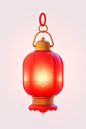 红色灯笼3D福利UI元素