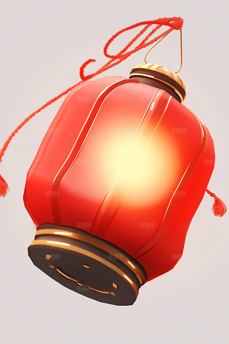 红色灯笼图标中国年UI元素