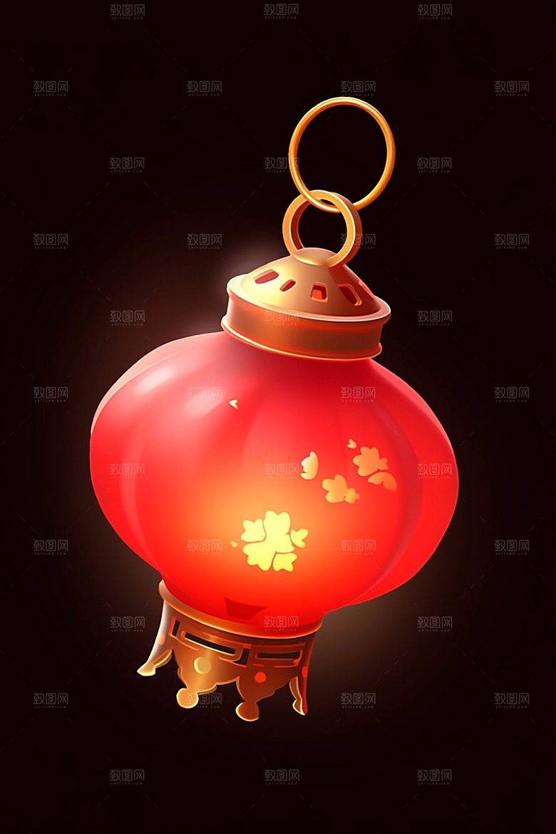 红色灯笼福利图标UI元素