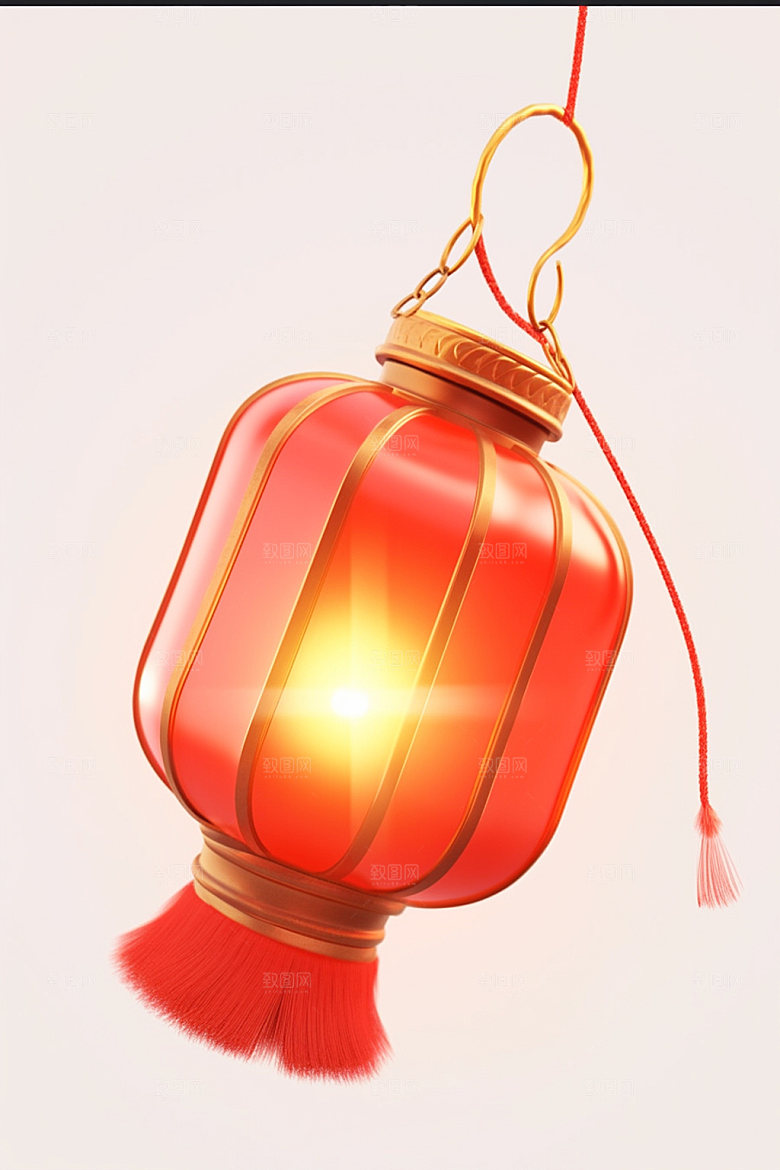 红色灯笼新年立体UI元素
