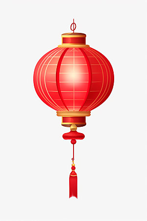 红色灯笼立体中国年UI元素