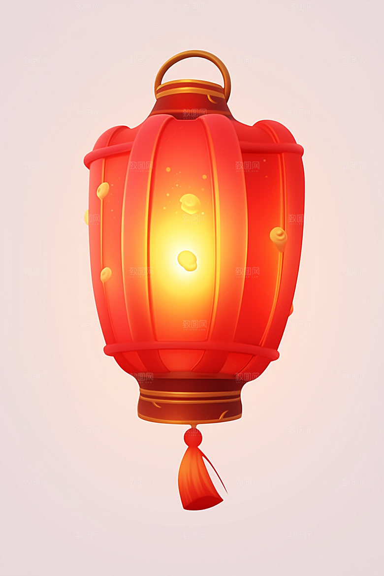 红色灯笼春节立体UI元素