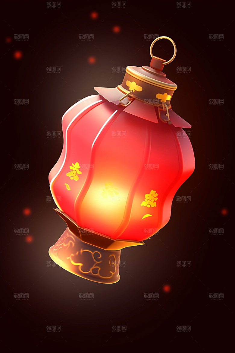 红色灯笼中国年图标UI元素