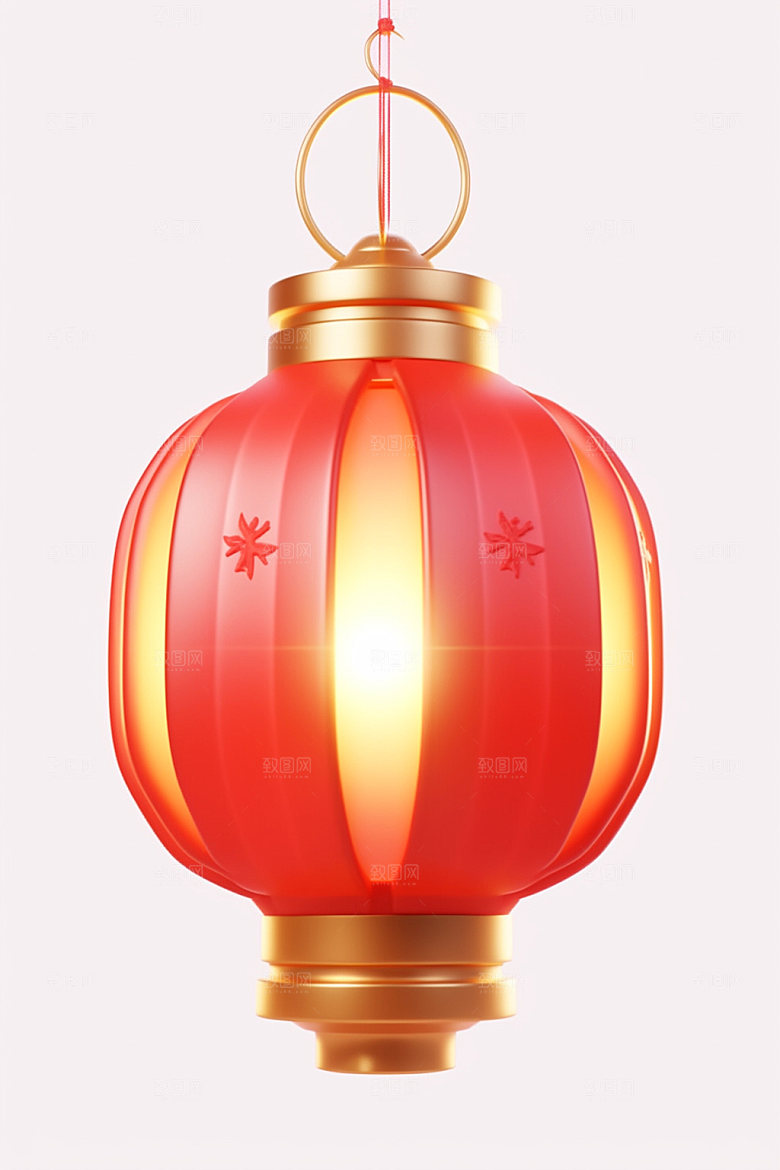 红色灯笼3D新春UI元素