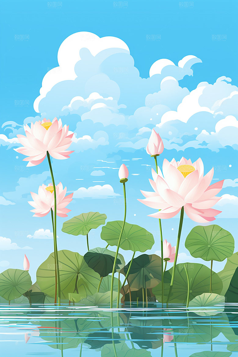 处暑卡通夏末插画