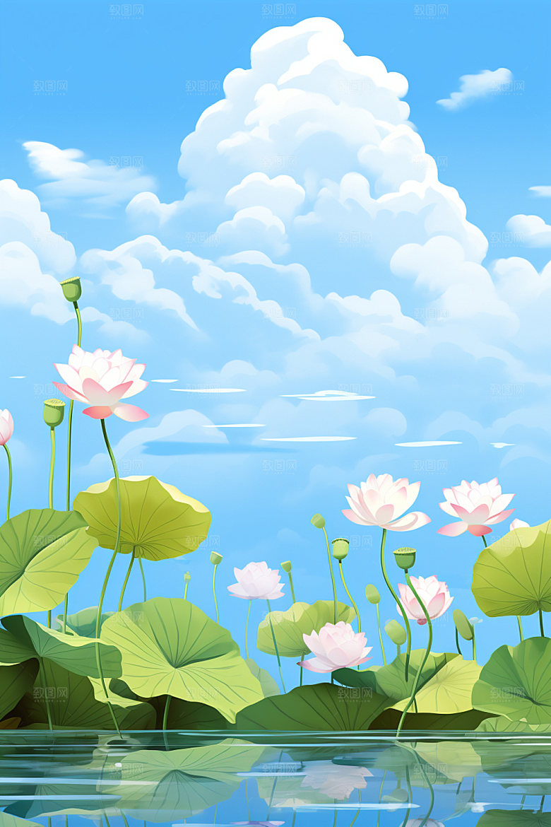 处暑自然节气插画