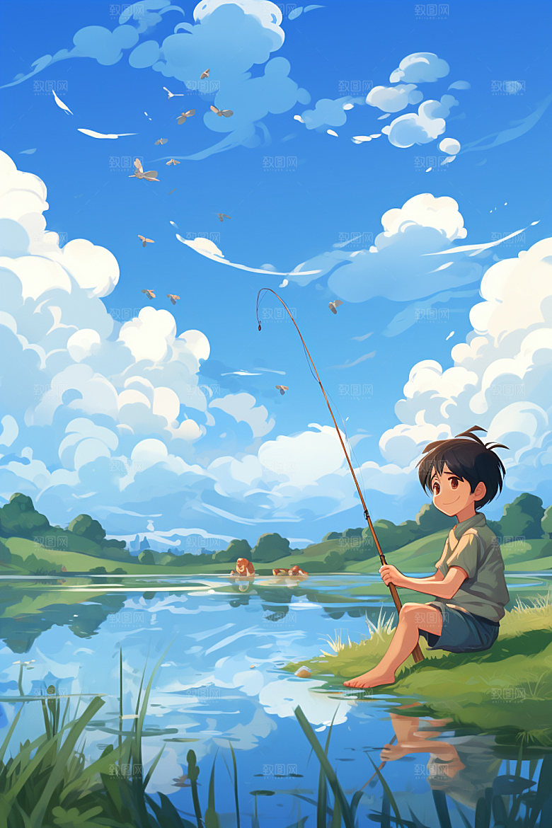 处暑清新夏天插画