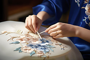 刺绣精致中国传统摄影图