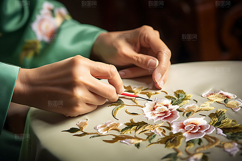 刺绣非遗手工艺摄影图