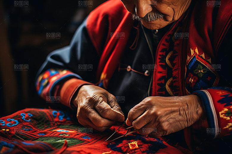 刺绣艺术品绣花摄影图