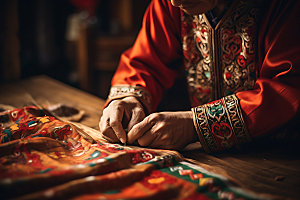 刺绣中国传统精致摄影图