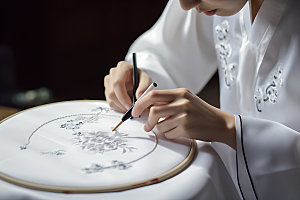 刺绣中国传统绣花摄影图