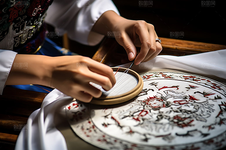 刺绣中国传统精致摄影图