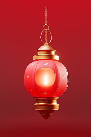新年灯笼红色立体元素
