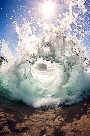 大海浪花海面海水摄影图