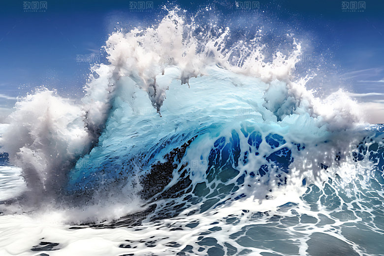 大海浪花海浪波浪摄影图