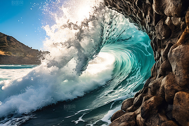 大海浪花海浪海面摄影图