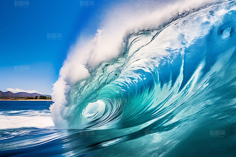 大海浪花蓝色海面摄影图