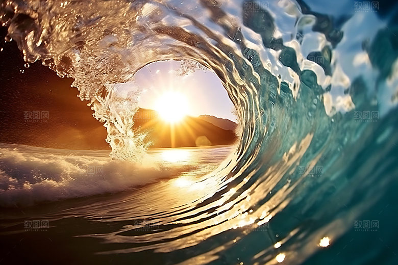 大海浪花透明海水摄影图