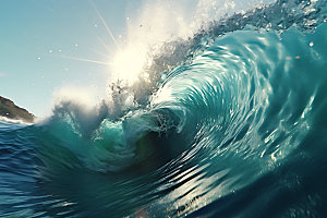 大海浪花海水透明摄影图