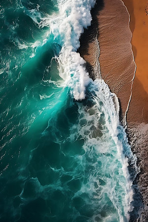 大海浪花蓝色波浪摄影图