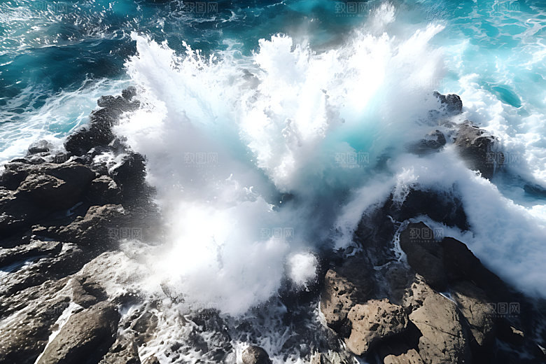 大海浪花海面透明摄影图