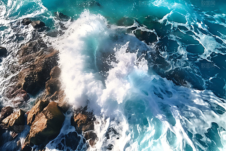 大海浪花蓝色海水摄影图