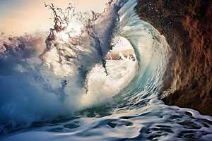 大海浪花海面透明摄影图